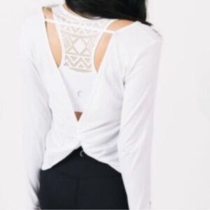 ZYIA White Long Sleeve Top with Open Back